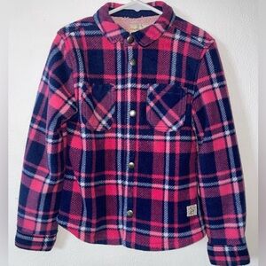 Girl’s Flannel Plaid Button Down Top with Sherpa Interior Jacket size S (7-8)